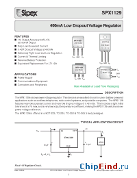 Datasheet SPX1129R-5.0 manufacturer Sipex